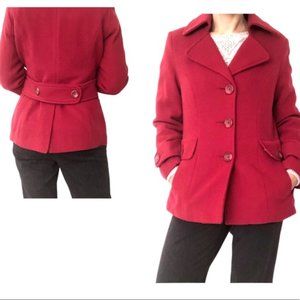 CABI Red Wool Blend Peacoat Jacket Tea Coat #619